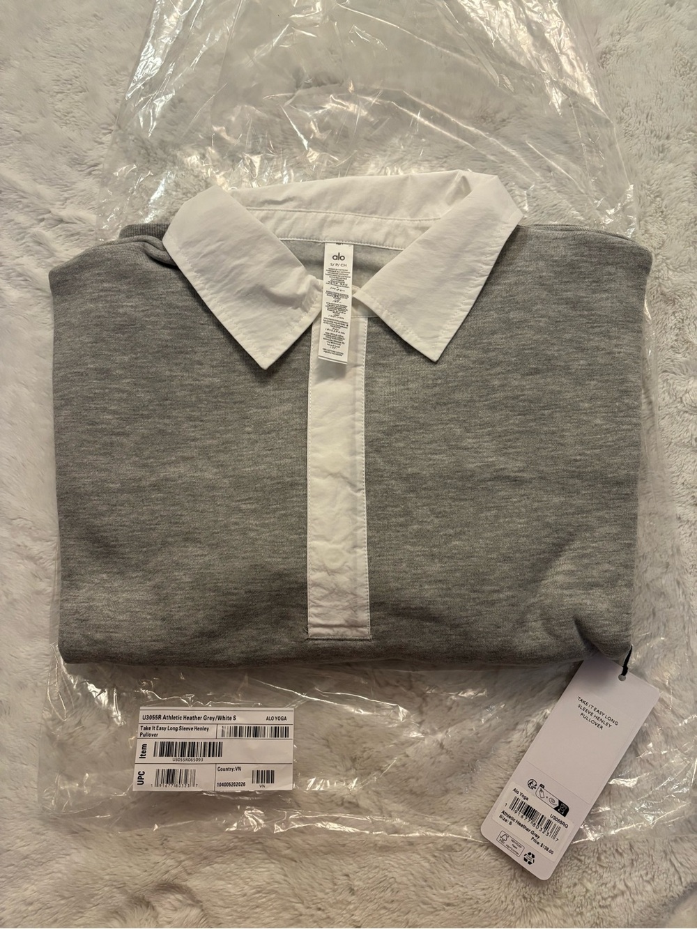 Alo Take it easy Henley Pullover Sweatshirt Athletic heather grey size small NWT - Picture 5 of 7